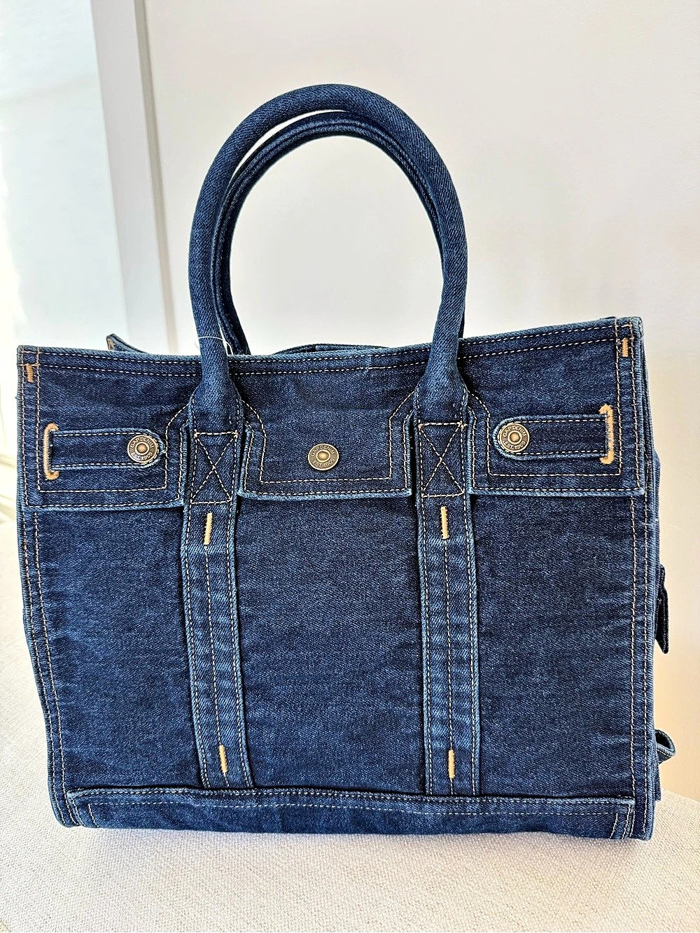 Gap medium Denim Five Pocket FIRKIN Tote Blue NWT